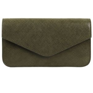 NWT green leather clutch